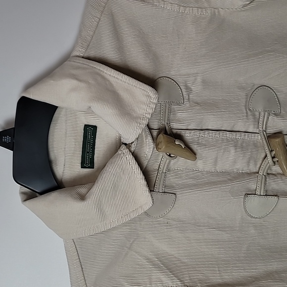 Lauren Ralph Lauren White Corduroy Jacket Leather Toggle & Zip Closure - Picture 5 of 16